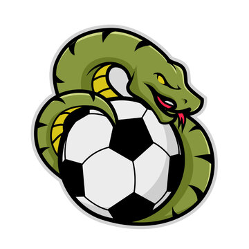 snake and ball mascot logo illustration
