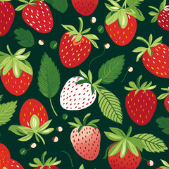 A colorful seamless pattern vibrant strawberries designed  for a fresh, fruity design.