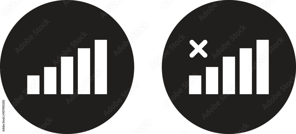 Poster signal and no signal icons isolated on white background . good and poor signal icon . vector illustr