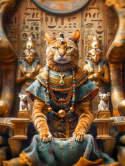 Fototapeta premium Cat King on Pharaoh’s Throne