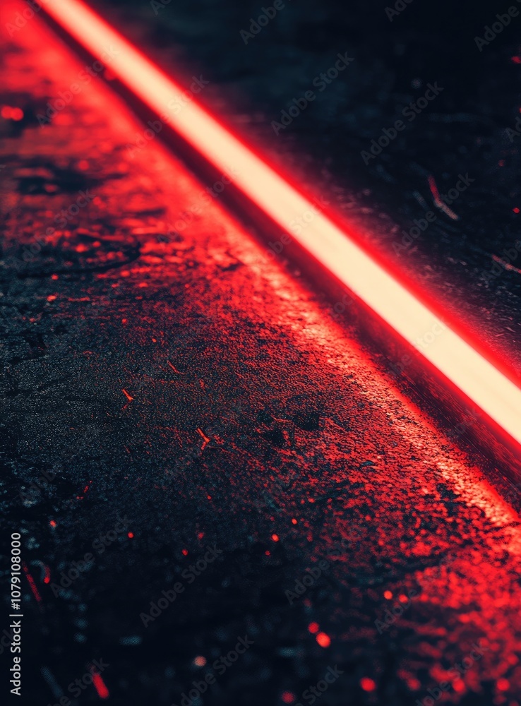 Poster red glowing line effect on a dark background, a red and black color scheme, a cyberpunk, a tech them