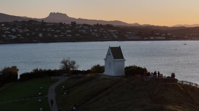 Sainte-Barbe chapel with the Donibane Lohizune-Saint Jean de Luz bay at the Basque Country.