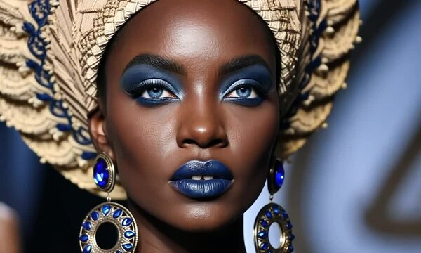 Stunning fashion showcase features vibrant couture designs and striking makeup at a runway event in the heart of the city