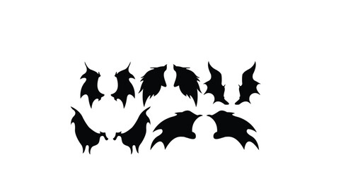 Obraz premium Set of chickens in black vector illustration 
