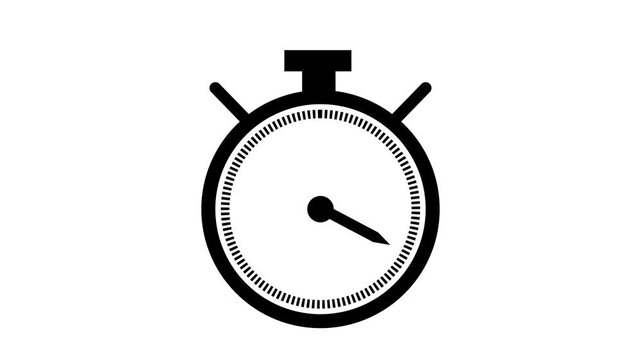 Stopwatch animation icon moving arrow . Stopwatch Loop Realtime on white background.