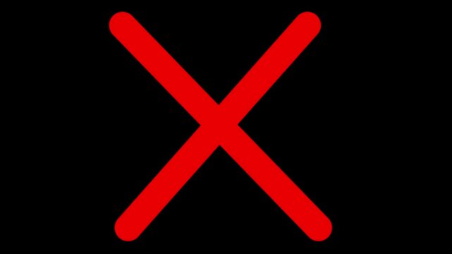 X, Wrong Check Marks, red cross appears, Red X letter, crossed lines, denial concept on black background.