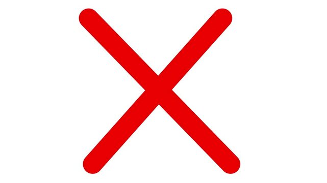 X, Wrong Check Marks, red cross appears, Red X letter, crossed lines, denial concept on white background.