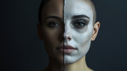 Divided Facade A Split Portrait Exploring Duality of Appearance and Authenticity