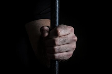 Strong Grip on a Bar in Dark Setting