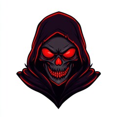 Grim reaper head portrait. Digital art painting drawing. Halloween theme poster.