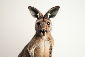 Male kangaroo standing against a clean white backdrop