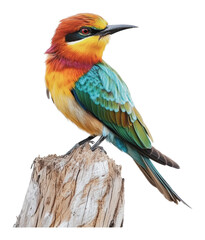 Obraz premium PNG Bird on a stump in daylight