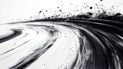 Abstract a speed race track, in black and white on a white background, with paint splashes. speed and motion. Racing banner