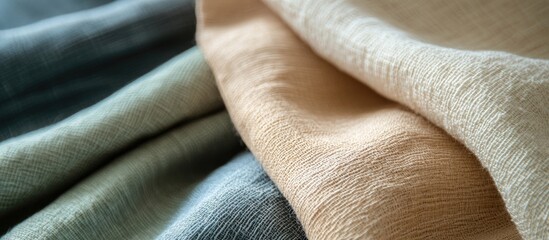 Close up view of soft bedding sheets with ample copy space for text or design home decor interior design