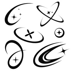 Set of different stars and dashes, circles in 2000 style