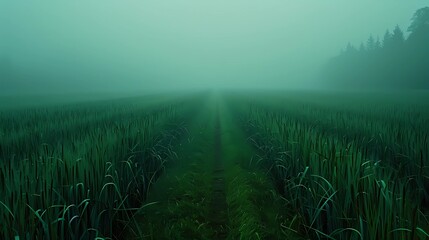 misty morning in the field