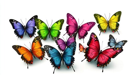 Multicolored butterflies in a diverse collection, vector design