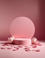 Pink pedestal with flowers