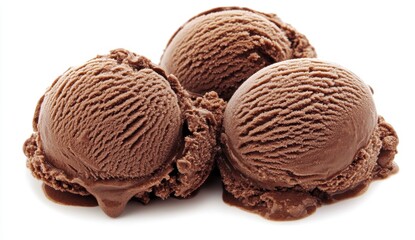 Obraz premium 濃厚なチョコレートアイスクリームの球が盛り付けられたデザートプレートの魅力