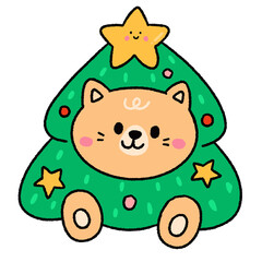  Christmas holiday cute cat character Artwork