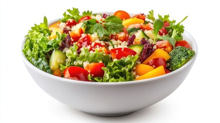 vegan breakfast bowl, colorful veggies and quinoa, balanced and modern, clean style, isolated on white background