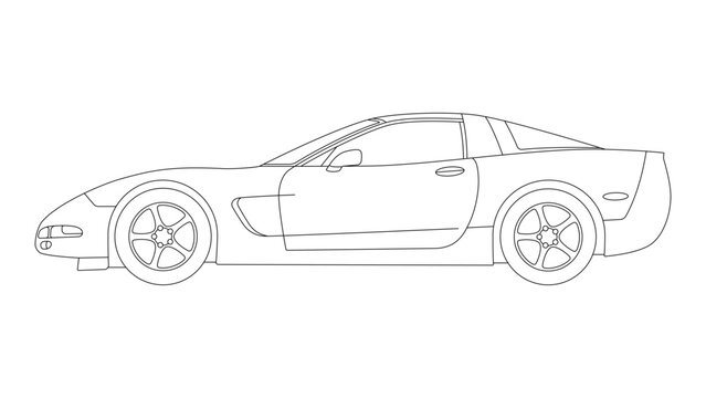 Chevrolet Corvette C5 USA Retro Sport Car Vector Coupe Vehicle Classic