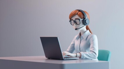 3D rendering of a customer support conversation sign with a user wearing headphones, ideal for helpline services, helpline, communication