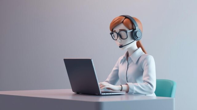 3D rendering of a customer support conversation sign with a user wearing headphones, ideal for helpline services, helpline, communication