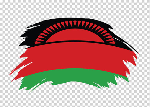 Flag of Malawi with distressed paint stroke brush effect on isolated background