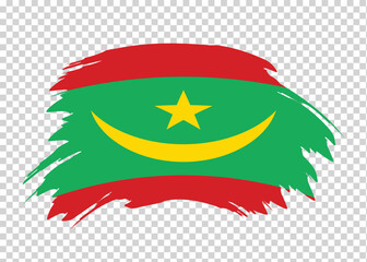 Flag of Mauritania with distressed paint stroke brush effect on isolated background