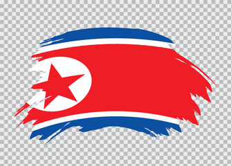 Flag of North Korea with distressed paint stroke brush effect on isolated background