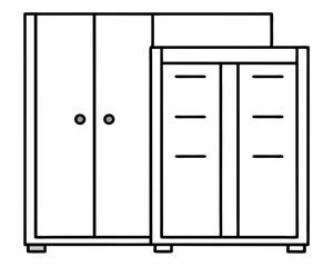 Locker Cabinet Coloring Page on White Background