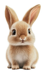 Fototapeta premium PNG A cute brown bunny sitting calmly indoors