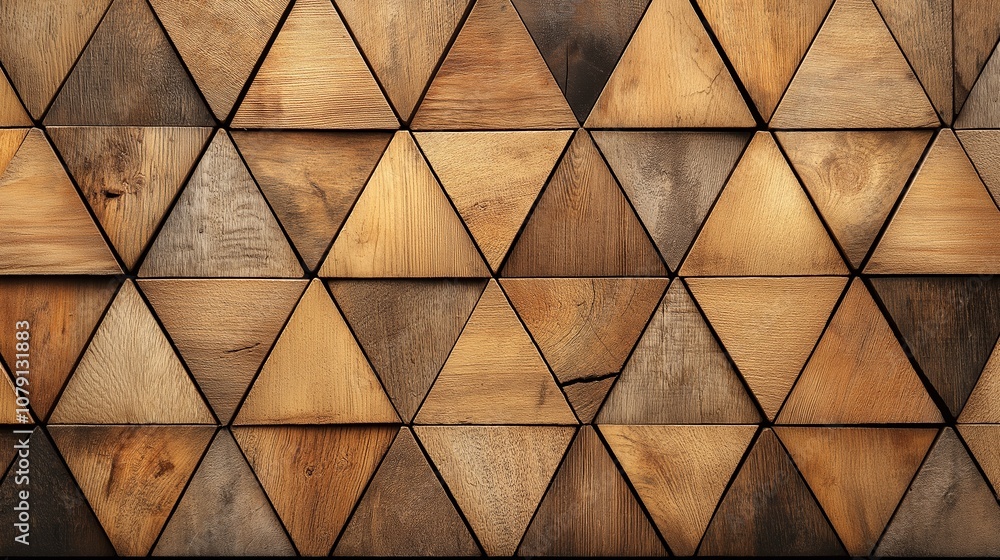 Poster wood grain pattern with triangles. the pattern is made of wood and has a rustic feel