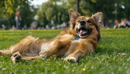 Playful dog enjoying its time at the park