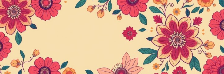 Obraz premium Abstract bohemian colorful flower mandala pattern with vintage floral elements and geometric shapes for seamless wallpaper design, colorful, floral