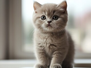 Portrait a British kitten looking straight ahead