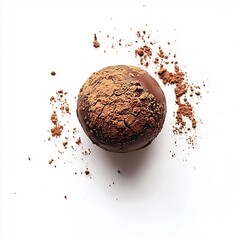 Perfectly Symmetrical Chocolate Truffle with Glossy Surface and Cocoa Powder Dusting