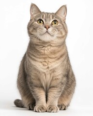 Obraz premium Portrait of a British Shorthair Cat with Round Face and Amber Eyes, Perfect for Cat Lovers and Breed Enthusiasts