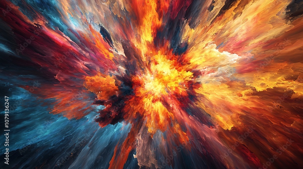 Poster vivid swirling vortex of colors in an explosive abstract representation