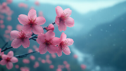 Cherry blossoms . Sakura in the park. Sakura in the mountains.