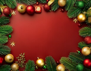 Marco navideño, con coleres rojo, berde y dorado, espacio para texto