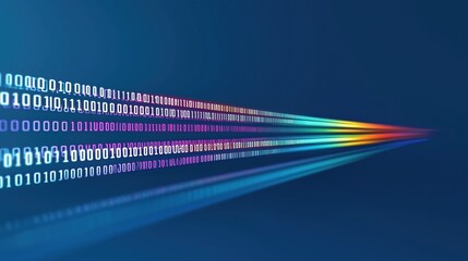 Series of binary numbers are displayed in a rainbow of colors. Concept of technology and innovation, as well as the idea of a complex and interconnected system