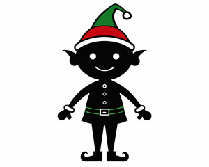 Christmas Elf Silhouette vector illustration, A fantasy silhouette Christmas elf design, snowman silhouette, Santa Claus, Christmas elf.