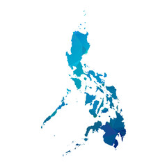 Map of Philippines - Blue Geometric Rumpled Triangular , Polygonal Design For Your. Vector illustration eps 10.