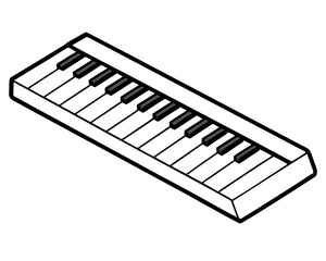 Musical Keyboard Coloring Page on White Background