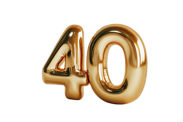 Shiny gold number 40 balloon isolated  for celebrations