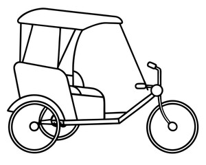 Pedicab Coloring Page on White Background