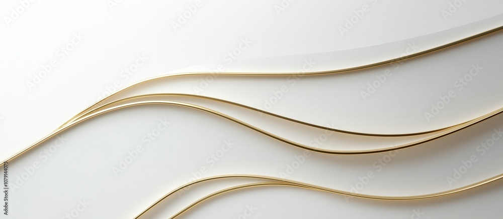 Poster gold chain with a white background. the chain is long and has a wave-like pattern