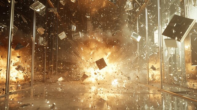 Explosive Kaleidoscope A Mirrored Blast Captured in Dynamic Fragmentation